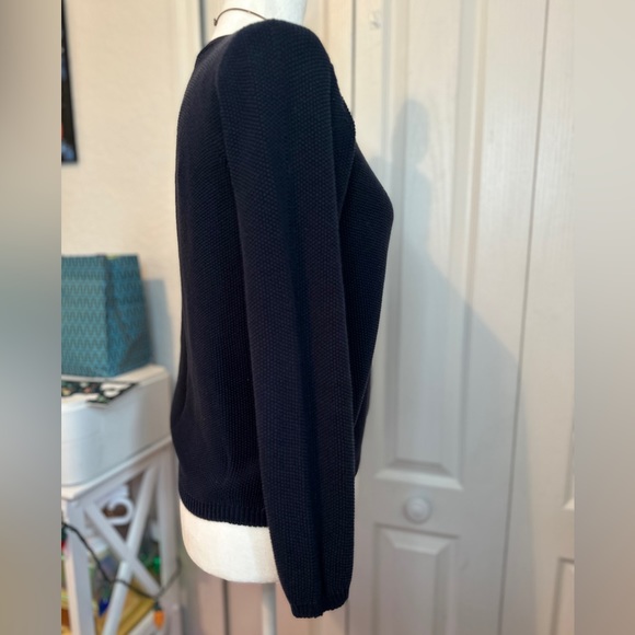 Les Copains Navy Pebble Stitch Long Sleeve Sweater (44) - Picture 2 of 8